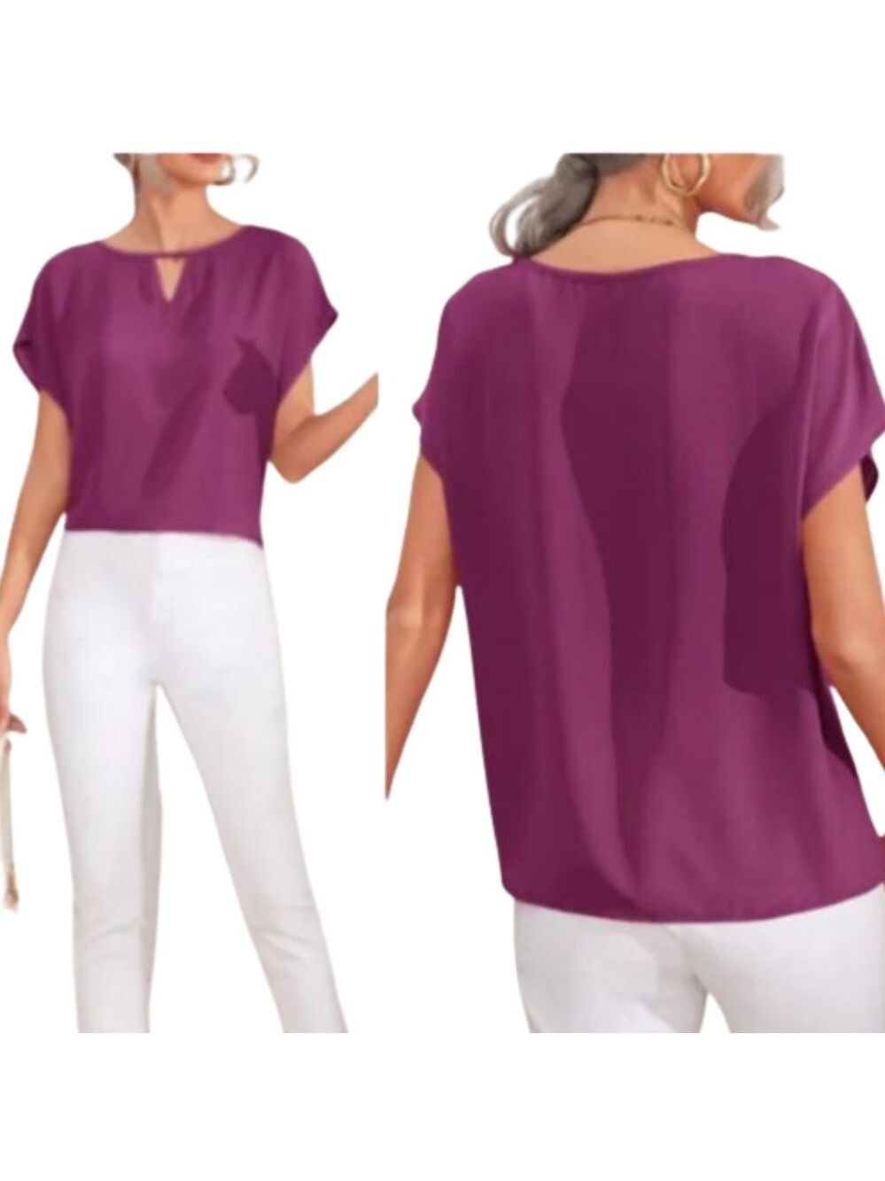 New SHEIN Keyhole Neck Batwing Blouse Top Size XL.‎ Women's Fashion